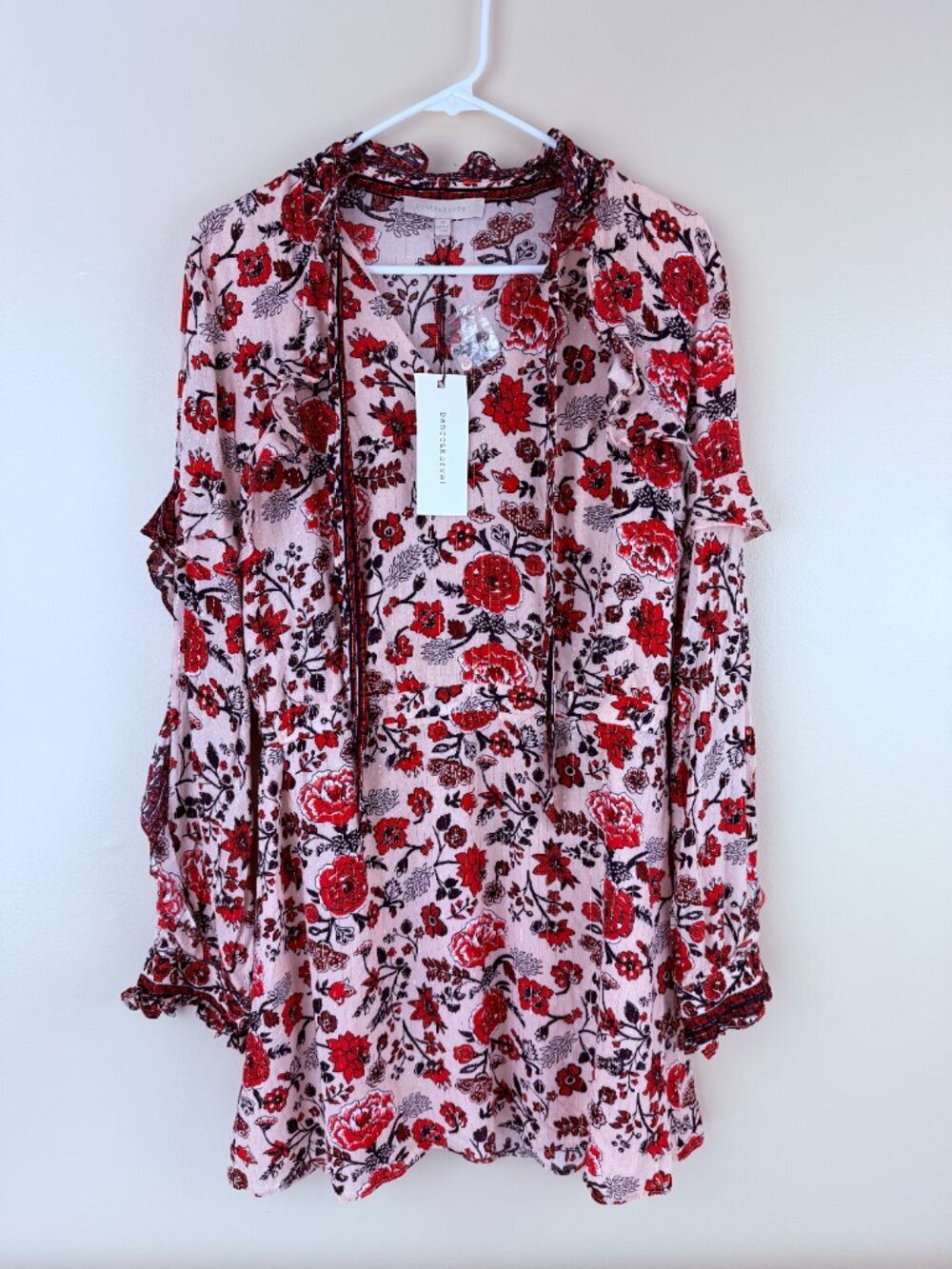 NWT Dance & Marvel Floral Gold Print Ruffle Dress Size M